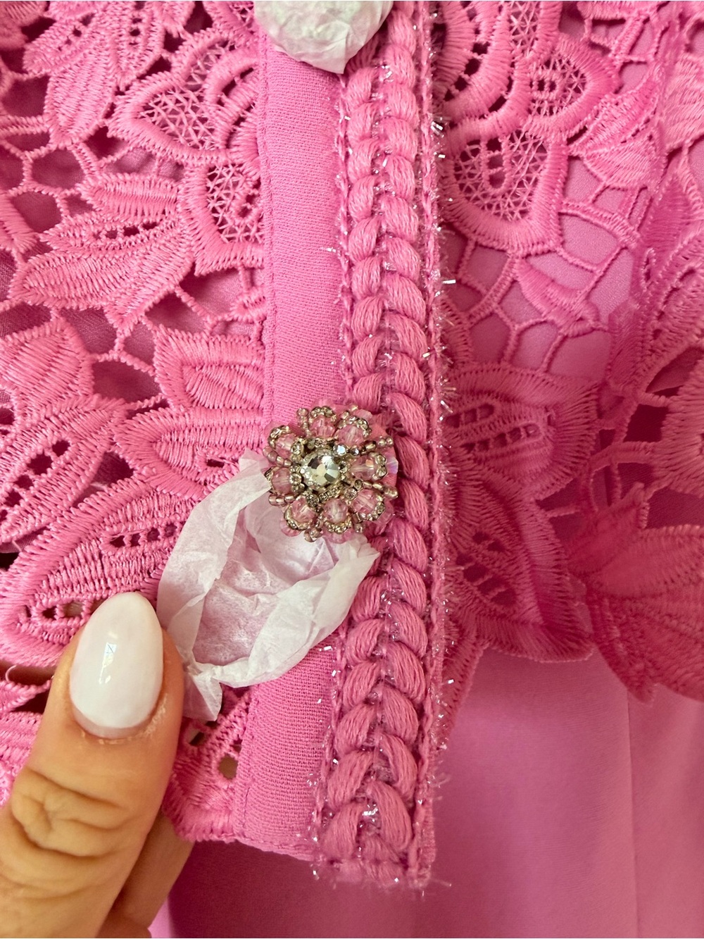 Self-Portrait Pink Lace Peplum Midi Dress - Picture 6 of 8